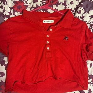 Aeropostale Red Cropped Baby Tee Polo Shirt